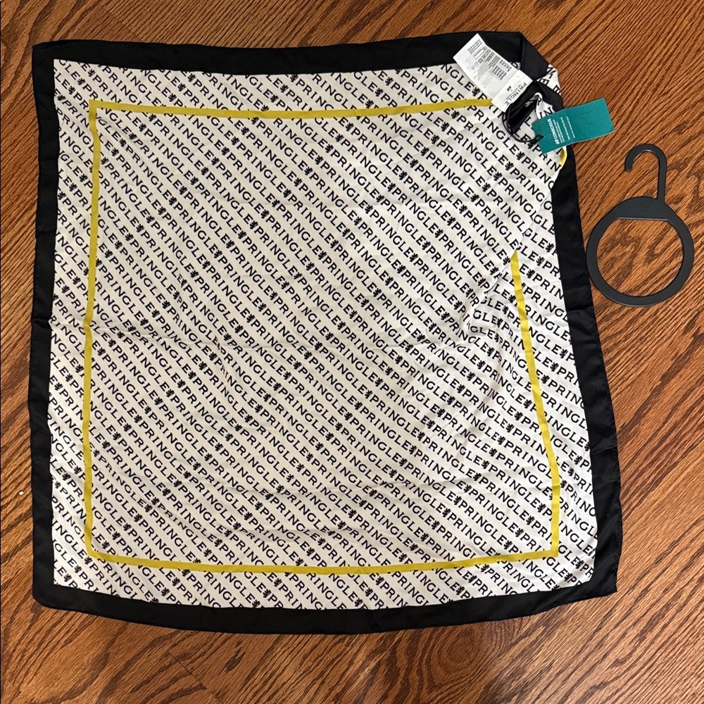 Pringle Black, White & Yellow Logo Silk Square